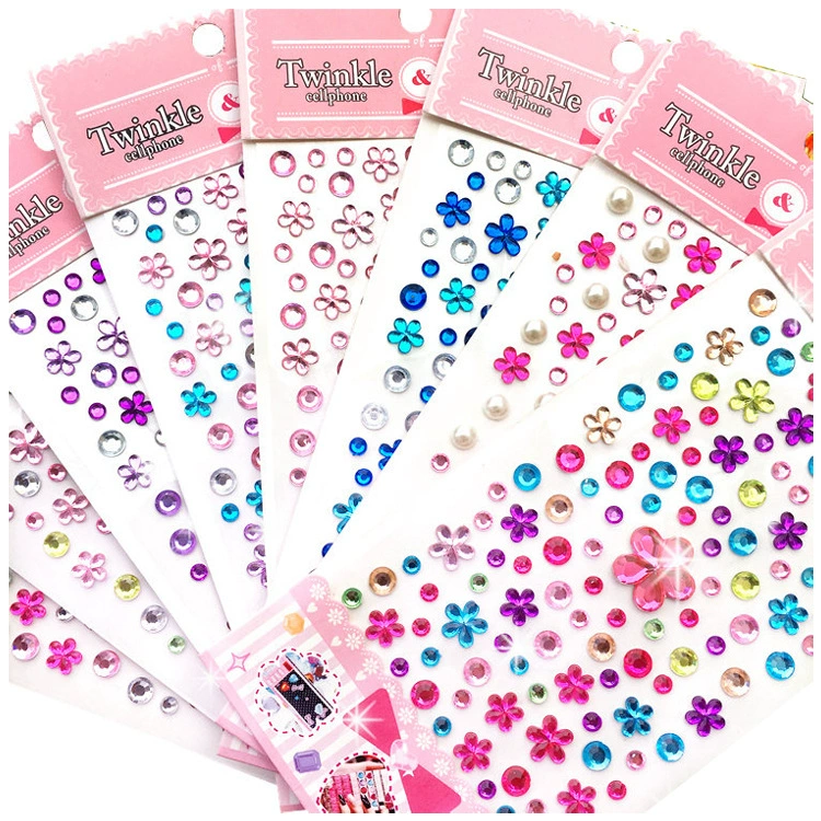 Crystal Patch Acrylic Gem Stickers, Plum Blossom & Heart Designs, 18 × 8.5 cm