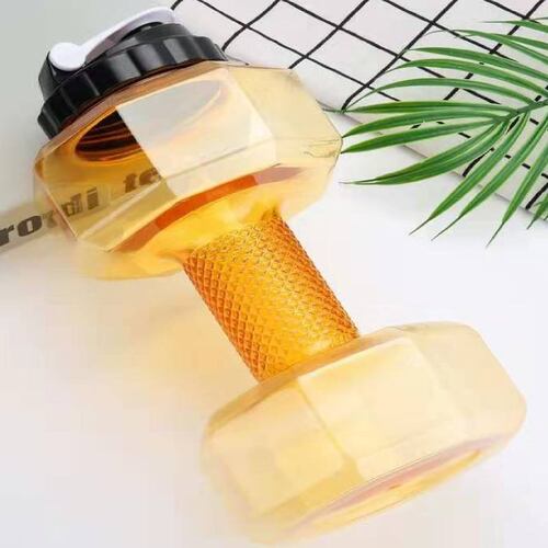 Plastic dumbbell water cup gym large capacity sports water bottle small gift cup not for hot water LOGO can be added