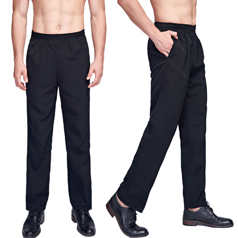 En stock chef pantalones Hotel uniforme más tamaño pantalones de trabajo cocina rayas guardapolvos Restaurante Camarero pantalones elásticos