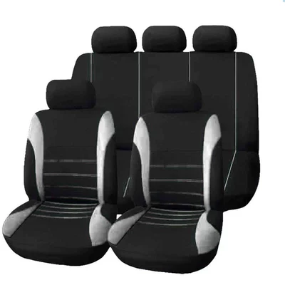 Waistline Car Seat Cover Cloth | Universal seat cover - gray-9-piece-set-complete-set-of-five-seats