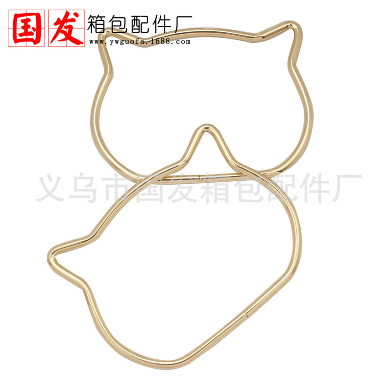 11cm de diámetro de gato brazalete de hierro brazalete de mano bolsa brazalete oro claro cabeza de gato