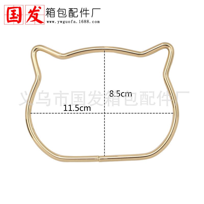 11cm de diámetro de gato brazalete de hierro brazalete de mano bolsa brazalete oro claro cabeza de gato