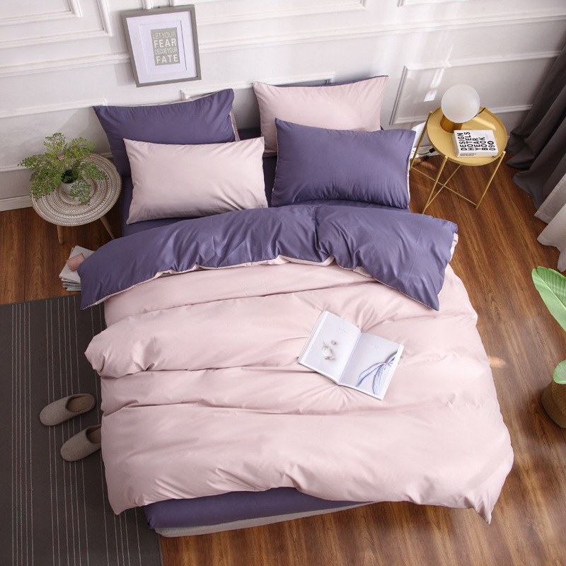 Spring New Product, Solid Color Nordic Ins Bedding Four-piece Set, Plain Home Textile Duvet Cover, Three-piece Set For_voghion.com