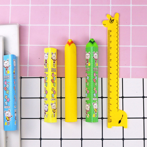 Korean stationery triangular crayon eraser set 2 pieces in multi-color wrapped paper sucker card elementary school students festival prizes