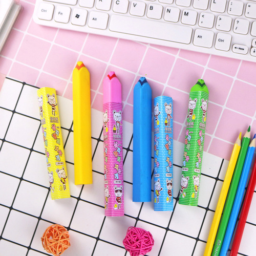 Korean stationery triangular crayon eraser set 2 pieces in multi-color wrapped paper sucker card elementary school students festival prizes