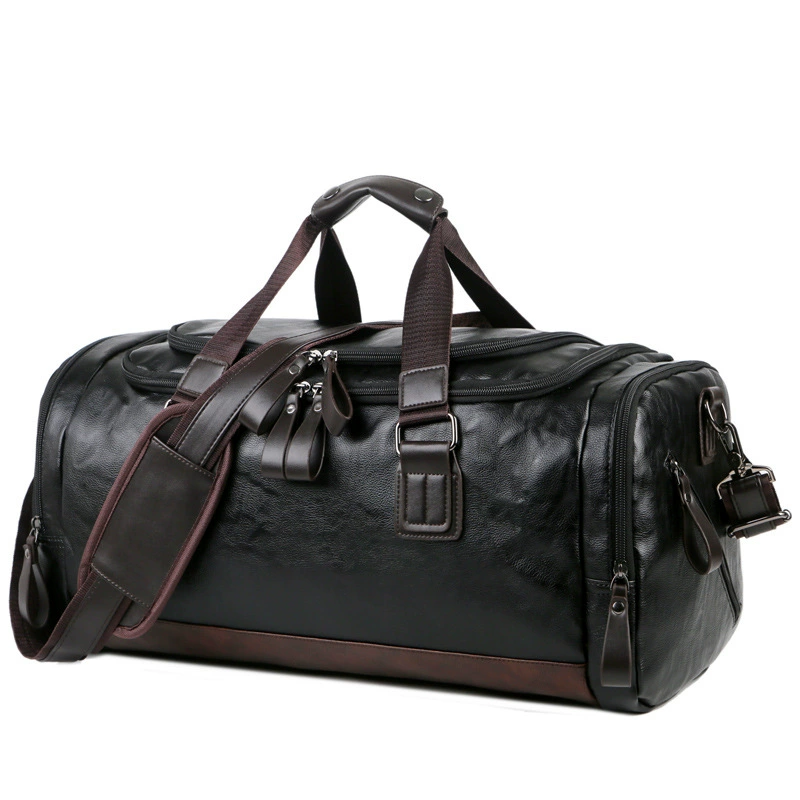 Men's polyurethane capacious travel bag, backpack, luggage one-shoulder bag, genuine leather, Korean style