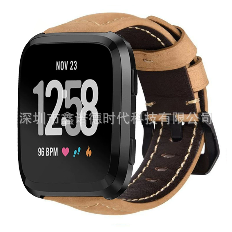 Applicable to Fitbit Versa leather leather raging leather wristband Fitbit Lite header cowhide strap