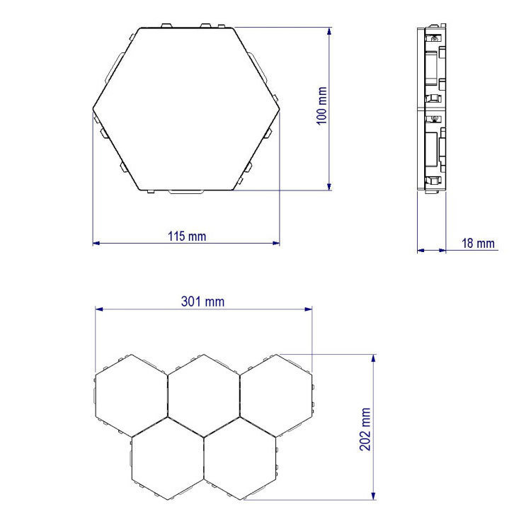 Transfronteriza suministro directo lámpara cuántica lámpara de panal táctil de detección hexagonal combinación de fondo lámpara de pared LED montado mano táctil