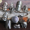 Retro accessory, silver ring, European style, boho style, on index finger