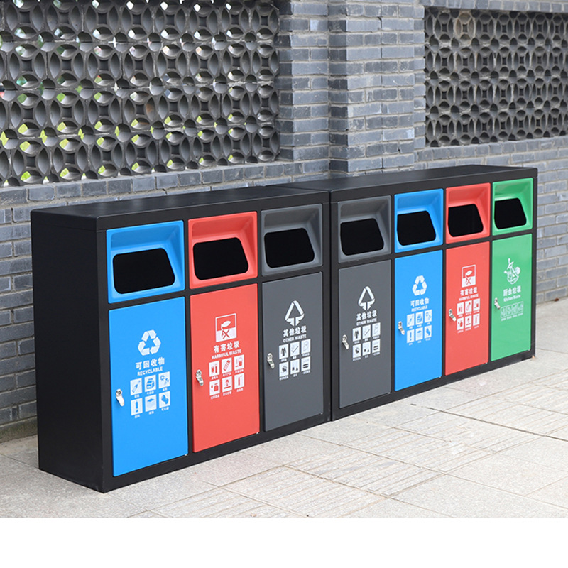 户外四分类垃圾桶不锈钢多分类环卫果皮箱室外小区景区公园垃圾箱