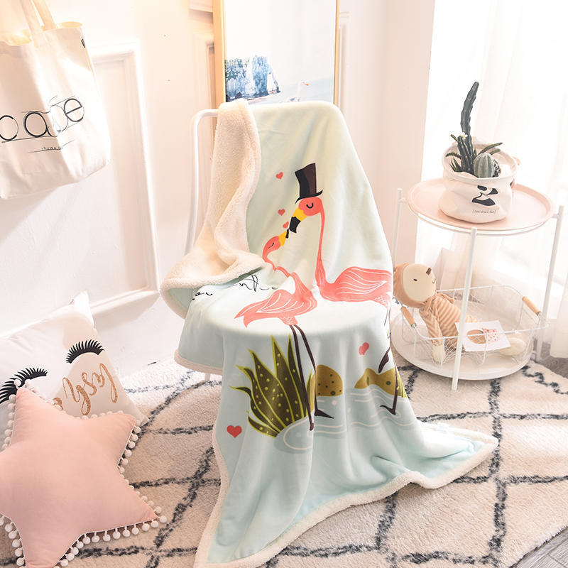 Directo de fábrica de doble capa manta de lana de cordero franela de lana de coral manta de los niños infantiles manta de dibujos animados de los niños manta de ocio