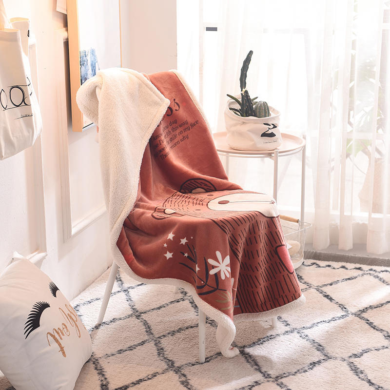 Directo de fábrica de doble capa manta de lana de cordero franela de lana de coral manta de los niños infantiles manta de dibujos animados de los niños manta de ocio