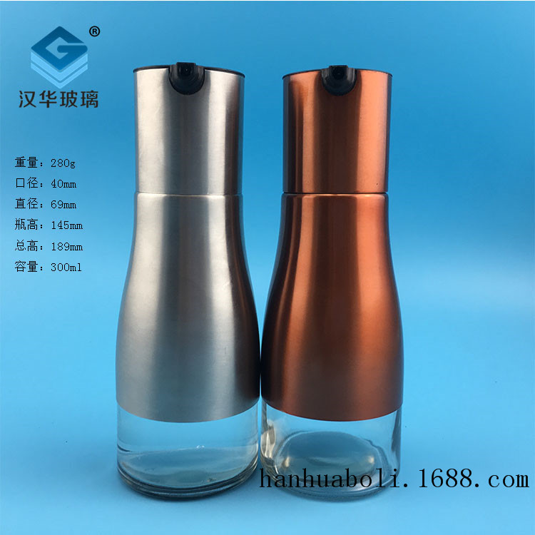 批发厨房油壶家用304不锈钢防漏玻璃倒油壶酱油醋瓶商用调料瓶