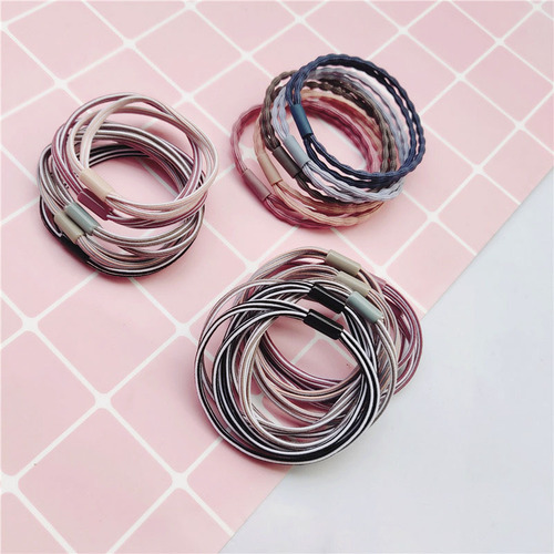 Factory direct sales two-in-one high elastic quality basic style simple temperament hair tie versatile striped beanie hair rope for women
