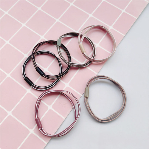 Factory direct sales two-in-one high elastic quality basic style simple temperament hair tie versatile striped beanie hair rope for women