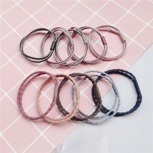 Factory direct sales two-in-one high elastic quality basic style simple temperament hair tie versatile striped beanie hair rope for women