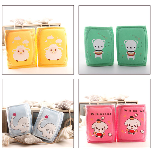 Four Seasons New Baby Cartoon High Elasticity Adjustable Thick Sponge Knee Pads for Children Toddlers Anti-Fall Infant Elbow Pads