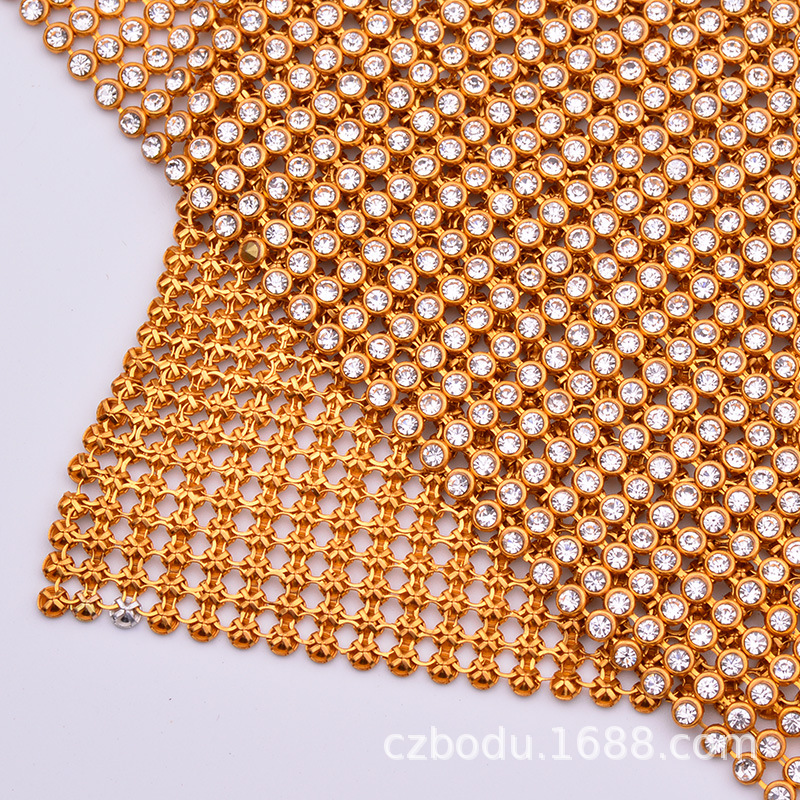 铝钻网金属布料3mm铝钻网蓝钻银网金网白钻婚纱服装辅料6.5#钻