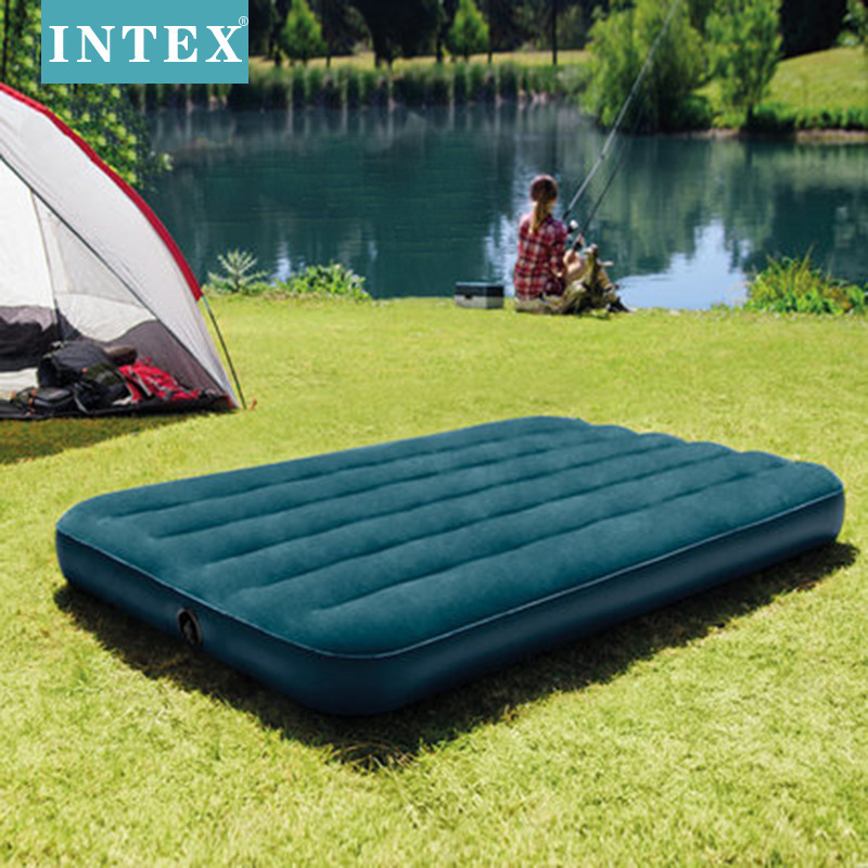 Intex Green Flocked Double-Size Inflatable Air Bed Camping Mattress Family Inflatable Mattress Portable Intex Green Flocked Double-Size Inflatable Air Bed Camping Mattress Family Inflatable Mattress Portable