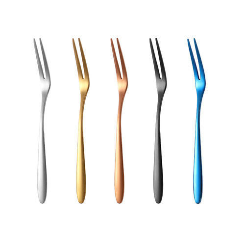 304 stainless steel fruit fork, Western food dessert picks, salad fork, creative two-tooth cake fork, hotel supplies tableware