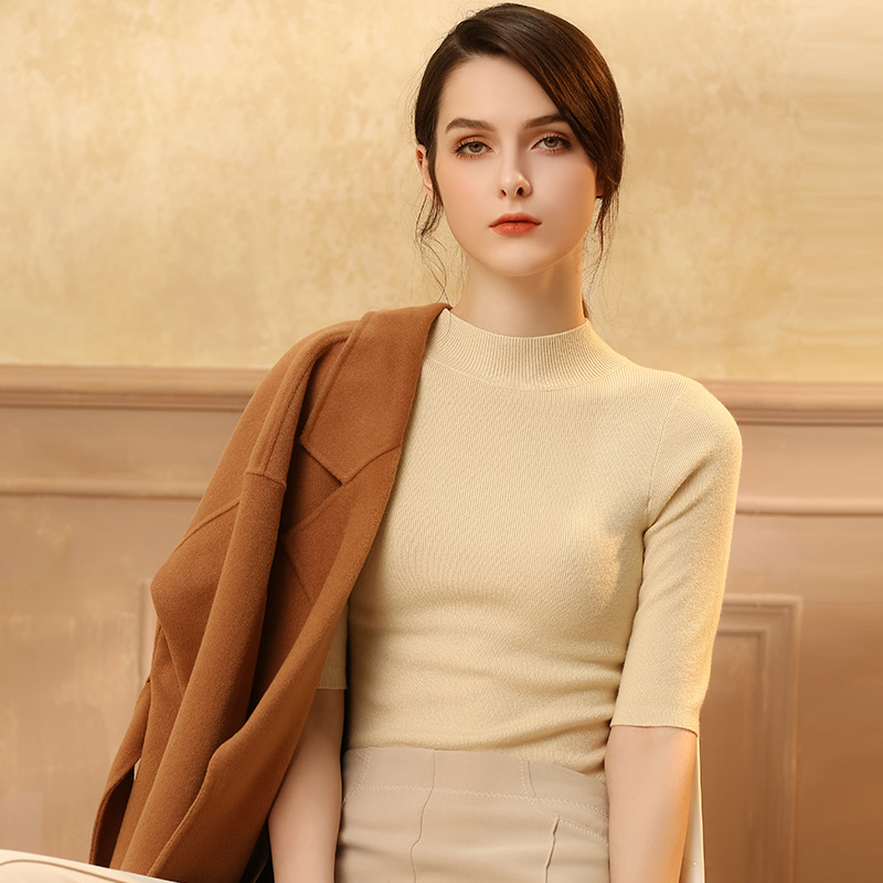 Autumn knitted solid color sweater