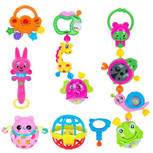 Newborn Rattles Set for Infants and Toddlers, Plastic Cartoon Hand Rattles Toys, Baby Stroller Hanger, Street Stall Product