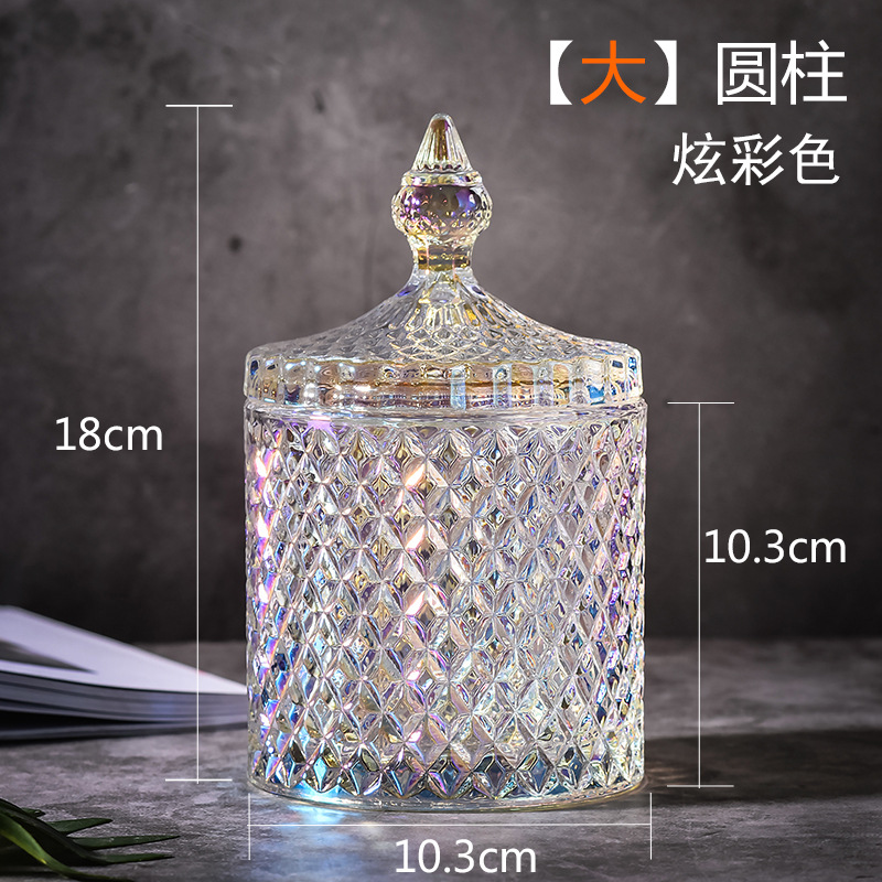 Tarro de caramelo de color de vidrio galvanoplastia caja de joyería de almacenamiento cubo tarro de azúcar fruta seca merienda tarro de condimento de color tarro de almacenamiento