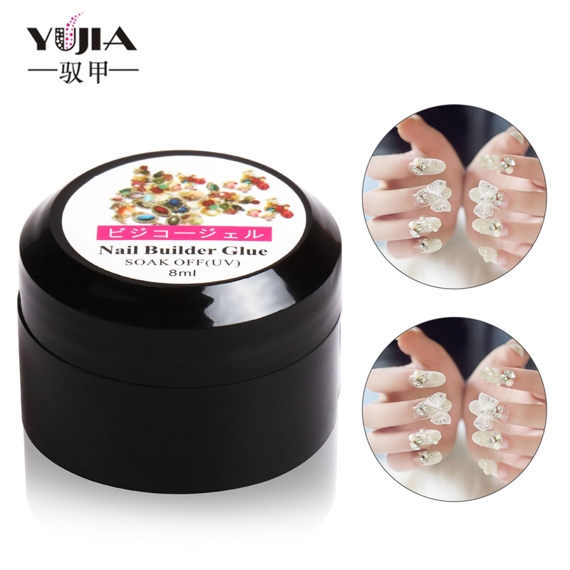 Joyería de uñas pegajoso diamante pegamento uñas rhinestone diamante-incrustado fototerapia pegamento transparente super fuerte metal rhinestone joyería Especial 8ML