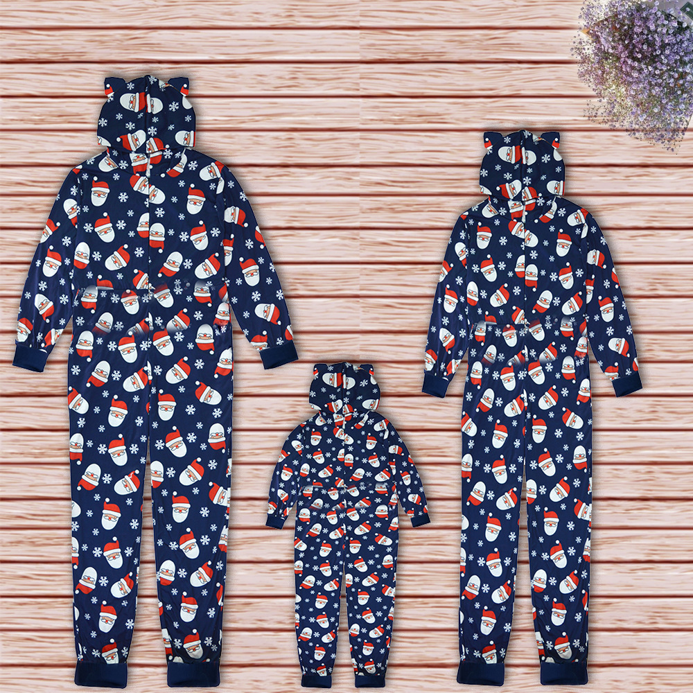 Europeo y americano deseo Amazon popular ropa de Navidad con capucha Santa Claus ropa de casa mono familia padre-niño ropa