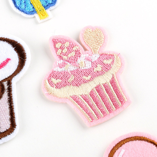 Embroidery stickers, hamburger fries, cherry patches, small batch clothing accessories, jewelry accessories, cross-border supply cloth stickers