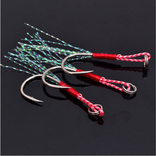 Boat fishing iron hook tied with wool blood groove iron plate hook slow rocking iron plate lead fish lure double hook blood groove hook fishing gear