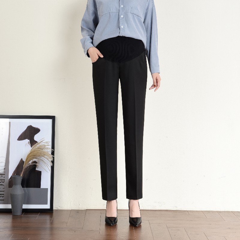 妊婦のズボンは春夏秋冬に直筒スーツのズボンを入れて仕事をします。
