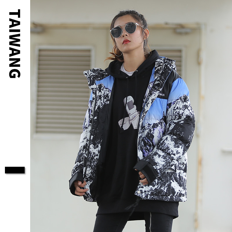 Thai King Trendy Brand Couple Snow Mountain Cotton-padded Jacket 2025 Winter New Style Unisex Cotton-padded Jacket European and American Thickened Trendy Outerwear