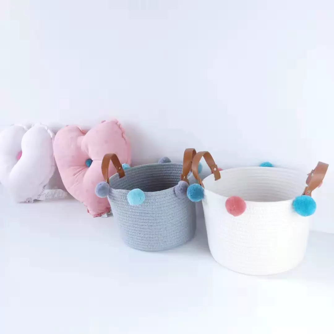 棉绳收纳篮 收纳筐 棉绳编织篮 杂物玩具防尘 整理 储物箱 储物盒