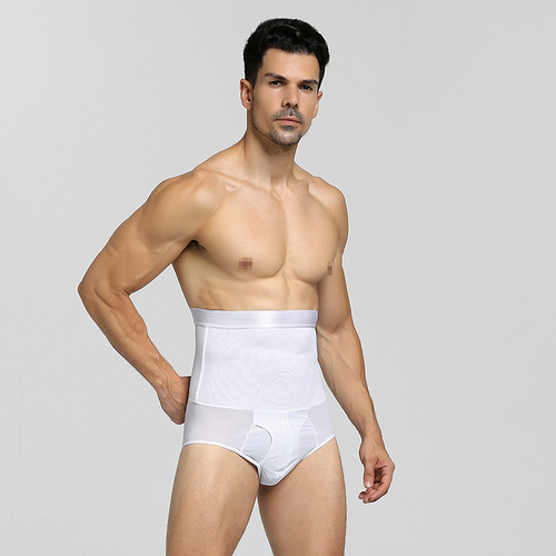 New Men's Mesh Breathable Plastic Belt Anti-roll High Waist Shaping Pants Tummy Control Beer Belly Waist Pants NY132