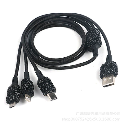 Mobil şarj cihazları – Popular Diamond-Encrusted Car Hammer Dual - black-diamond-charging-line