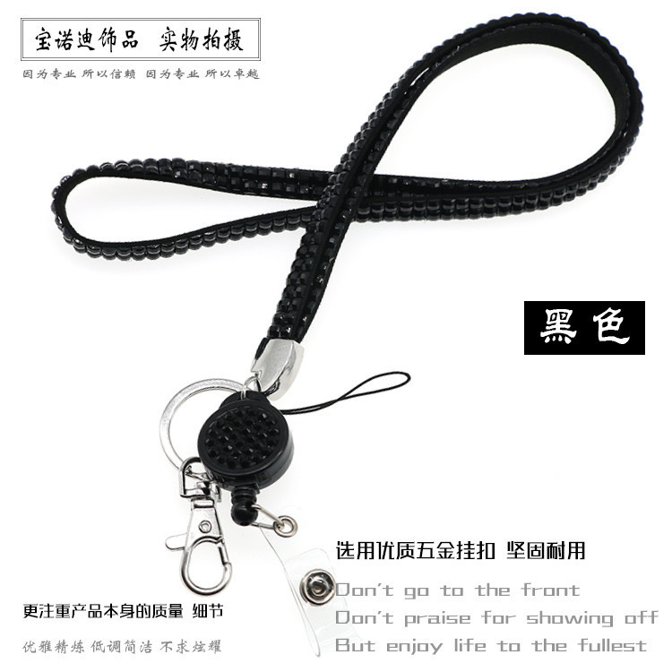 Correa de diamante Cordón de identificación insignia colgante insignia Cordón de identificación al por mayor diamante incrustado fácil-tirar hebilla combinación cordón multicolor teléfono móvil