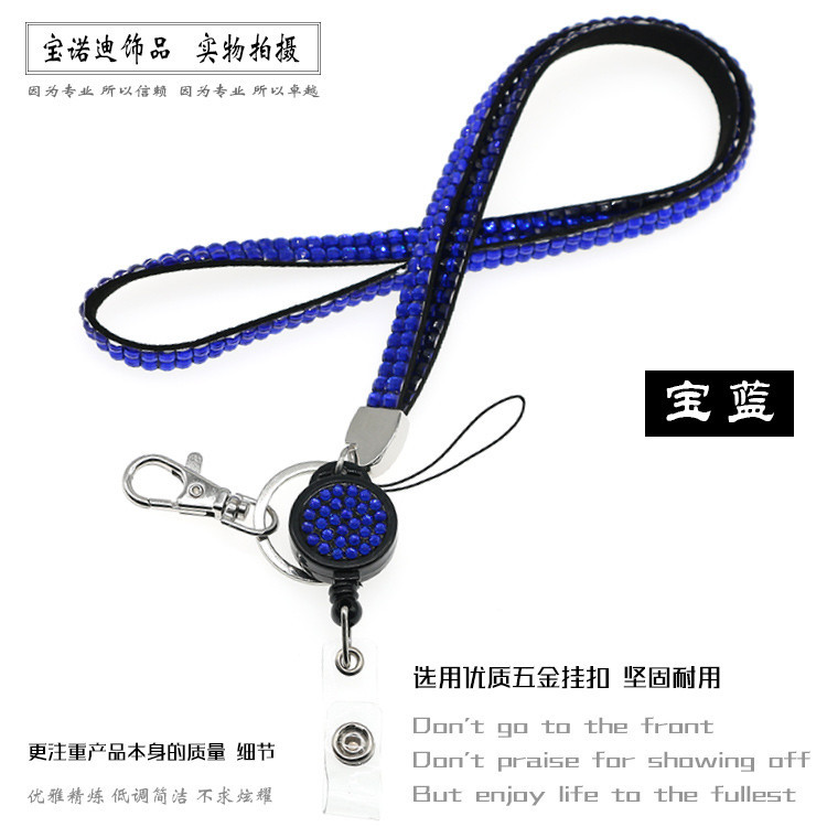 Correa de diamante Cordón de identificación insignia colgante insignia Cordón de identificación al por mayor diamante incrustado fácil-tirar hebilla combinación cordón multicolor teléfono móvil