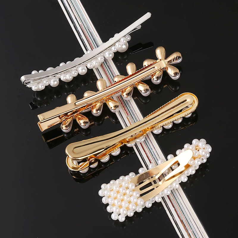 handmade Pearl Hair Clip, Woven Bow Design, 9 cm, Korean Simple Elegant