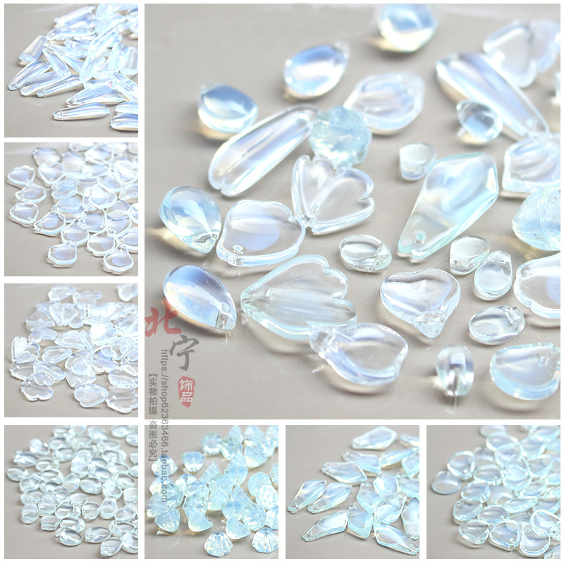 小月牙莲蓬蛋白花瓣DIY发簪汉服琉璃配件材料批发国风琉璃材质