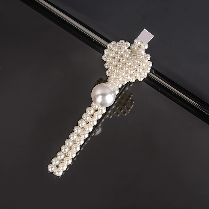 handmade Pearl Hair Clip, Woven Bow Design, 9 cm, Korean Simple Elegant