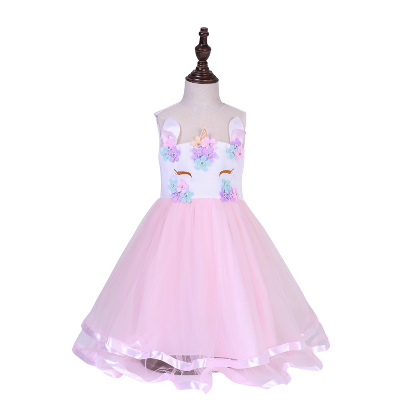 Navidad ropa para niños suministro transfronterizo nuevo vestido de las niñas vestido de vacaciones Unicornio ropa para niños vestido de los niños