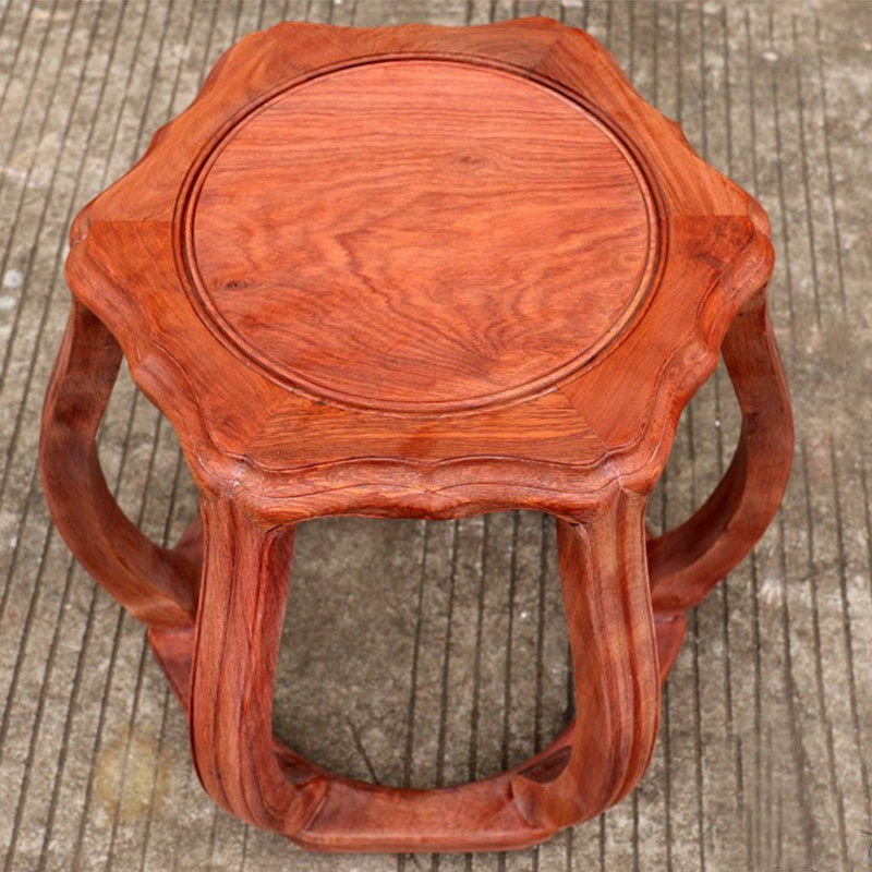 红木大果紫檀生磨鼓凳缅甸花梨木中式实木独板化妆圆凳榫卯结构