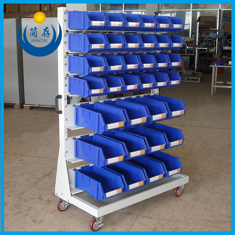 简存组立零件盒挂架推车 工具挂架 多层钢制零件盒架 移动工具架