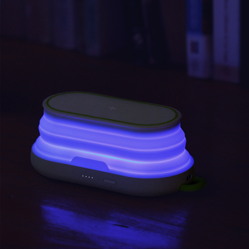 New wireless charging atmosphere lamp 5000mAh outdoor sports portable charging treasure 20 years new Shenzhen manufacturers