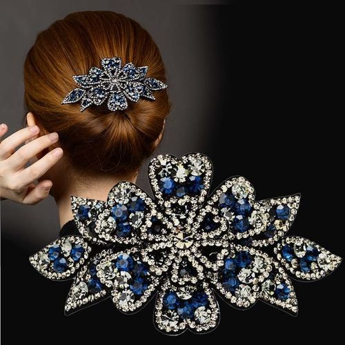 New Korean fashion hairpin for women, elegant rhinestone back head hair top clip, mother's hairpin spring clip