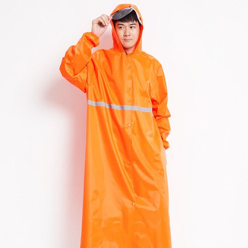 Wholesale Long-Sleeve Full-Body Outdoor Raincoat, Adult Fashion Raincoat, Electric Bicycle Raincoat with Long Length and Reflective Strips