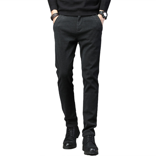 Men's Winter Leisure Pants with Fleece Lining and Thickening 2024 Tailored Straight Leg Youth Men's Pants Winter Wholesale Fleece Men's Pants
