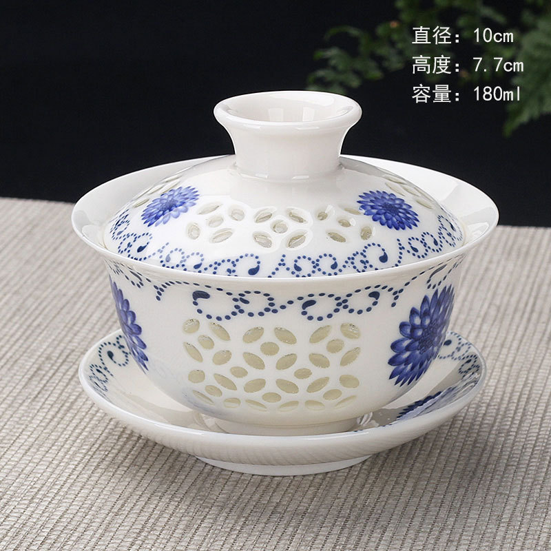 Tazón de fuente de entrega de una pieza taza de té de cerámica tazón de té tazón de tres piezas dehua Jade porcelana mini tamaño pequeño Kung Fu taza de burbuja