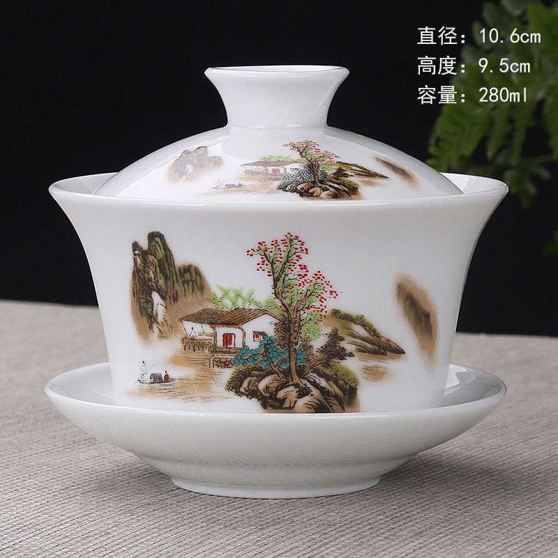 Tazón de fuente de entrega de una pieza taza de té de cerámica tazón de té tazón de tres piezas dehua Jade porcelana mini tamaño pequeño Kung Fu taza de burbuja